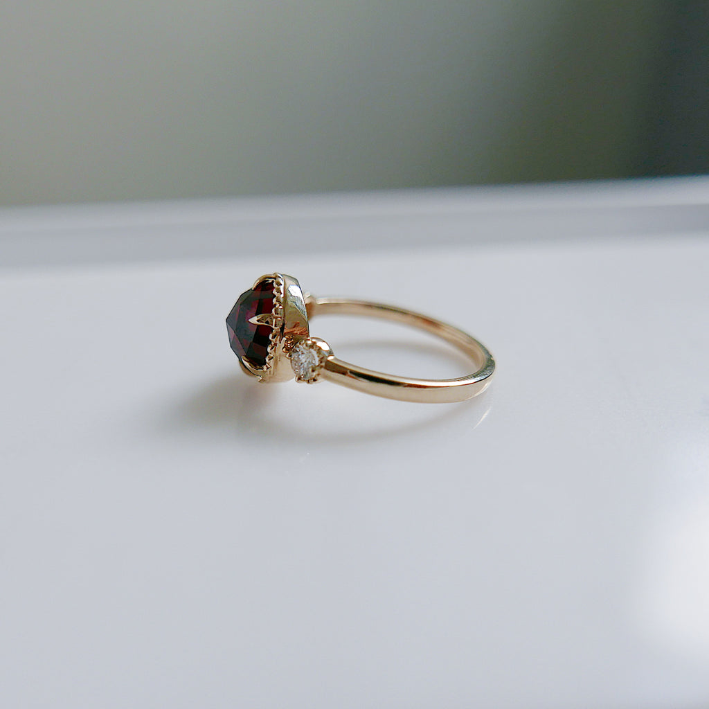 Celeste Rosecut Garnet and Diamond Ring