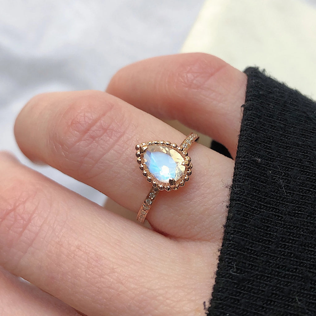 Ava Moonstone & Pave Diamond Ring