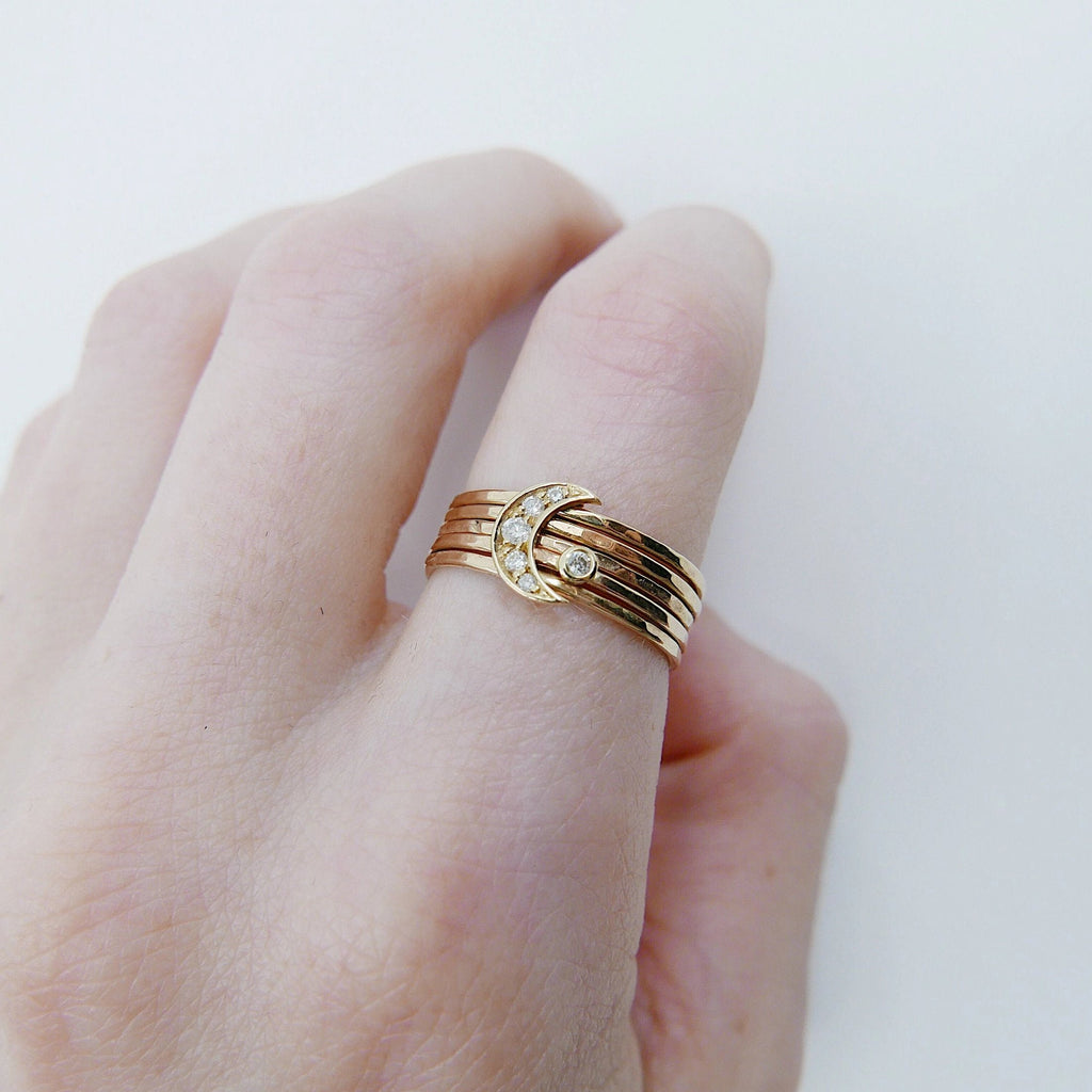 Diamond crescent moon ring deals
