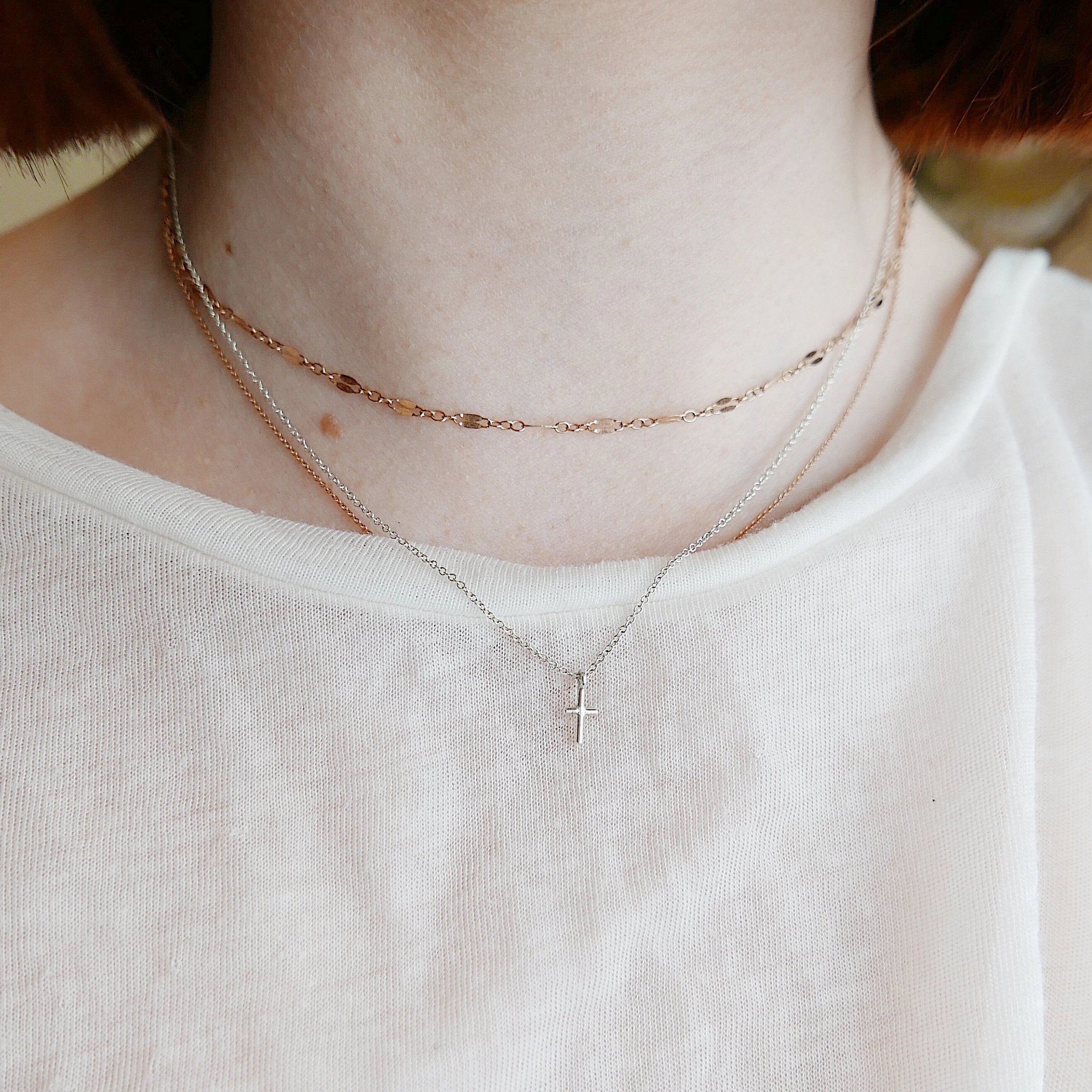 Mini Cross Silver Necklace | Mason Grace