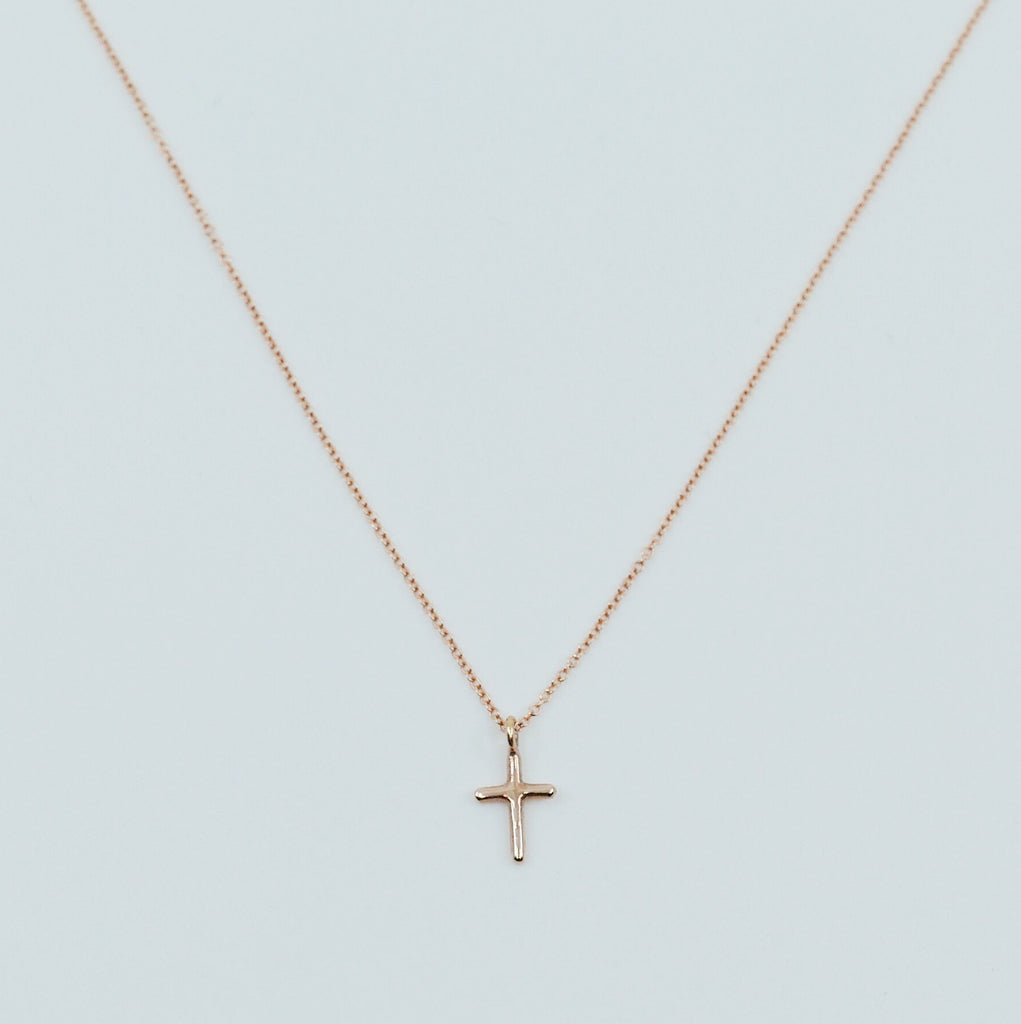 Mini Cross Necklace, 14k Gold Crucifix necklace, Small 14k cross necklace, Gold cross, Baptism necklace, Dainty gold cross necklace