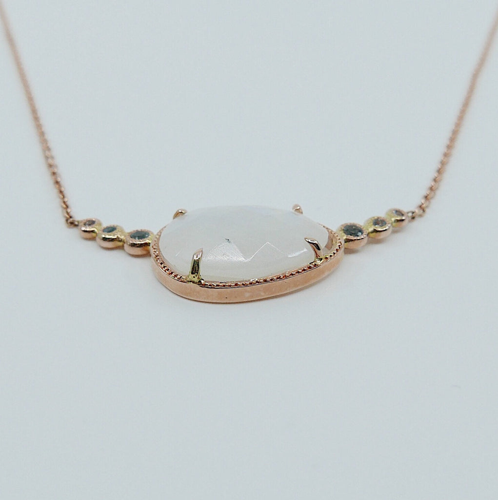Ellipsis Moonstone and Aquamarine Necklace, One of a kind unique gold moonstone Necklace, moonstone necklace, aquamarine necklace