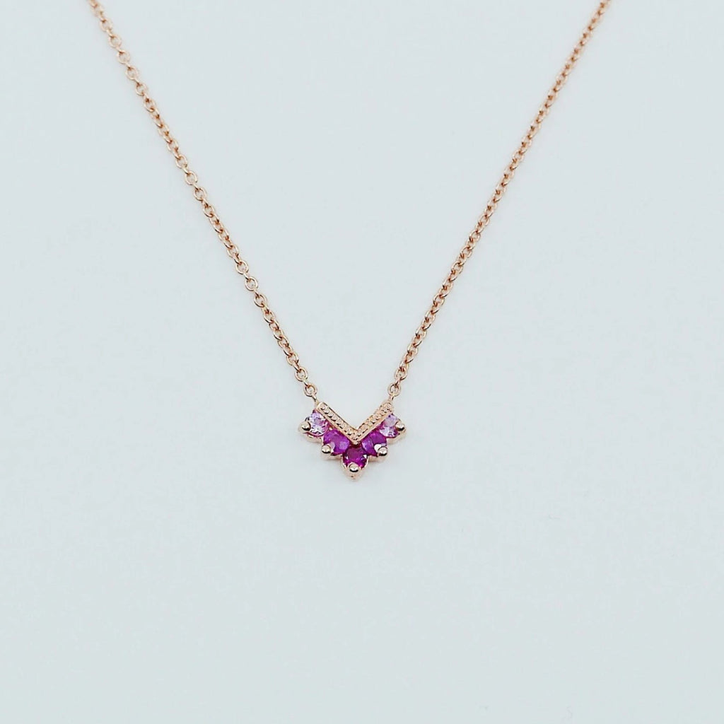 Chevron Ruby Necklace, Diamond Necklace, Chevron Necklace, 14k Gold chevron necklace, Ruby Necklace, Ruby chevron