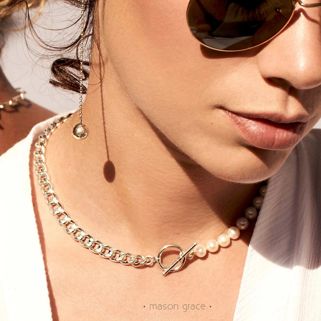 Silver curb on sale chain choker