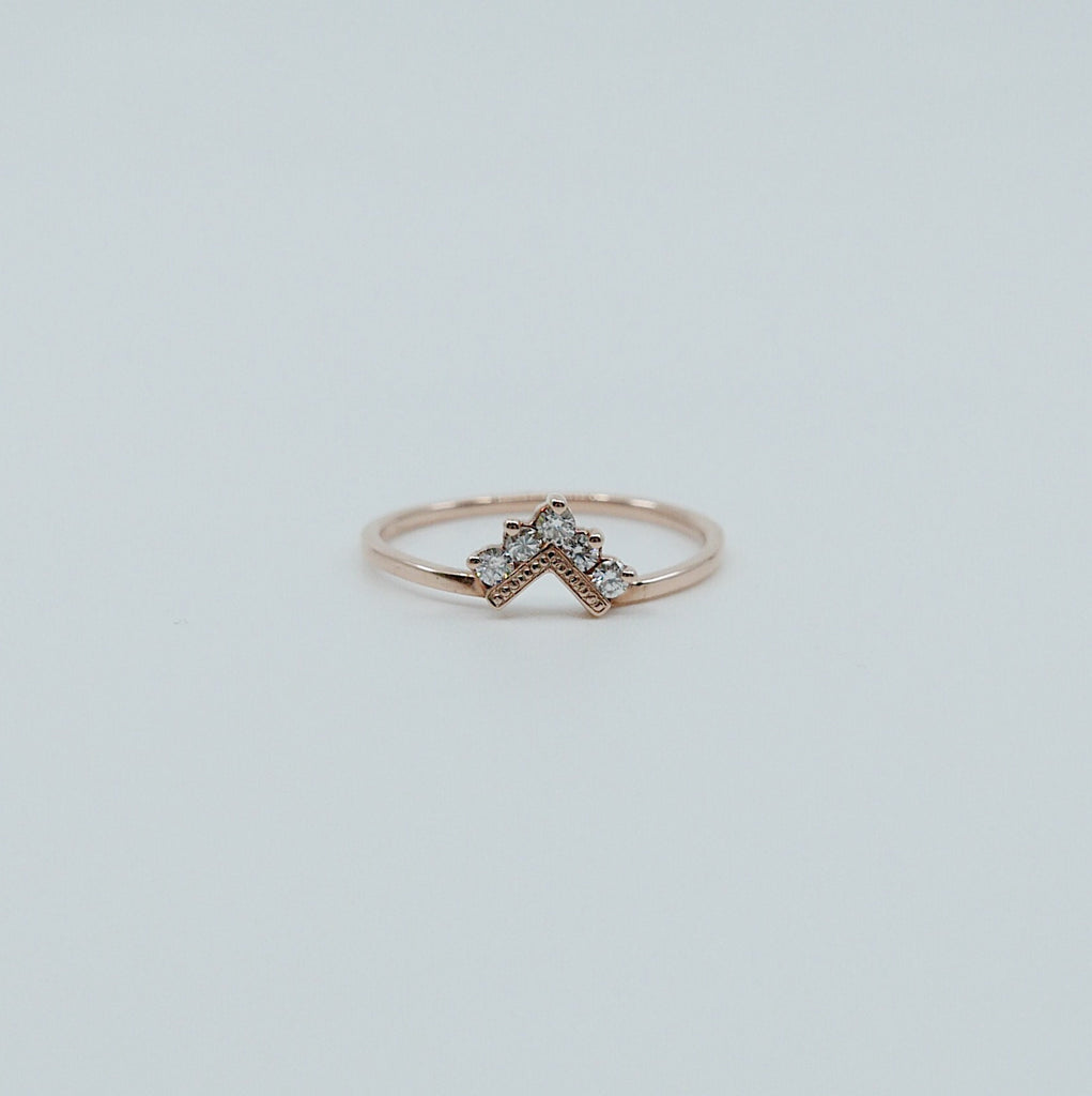 Chevron Diamond Ring, White Diamond Ring, Chevron Ring, 14k Gold chevron ring, diamond ring, diamond chevron ring