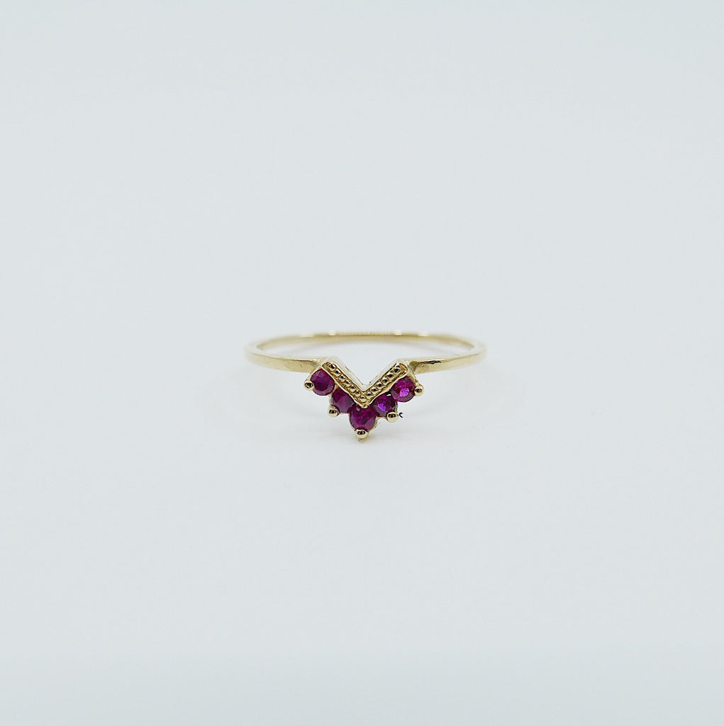 Chevron Ruby Ring, Ruby Ring, Chevron Ring, 14k Gold chevron ring, deep pink ruby ring, ruby chevron ring