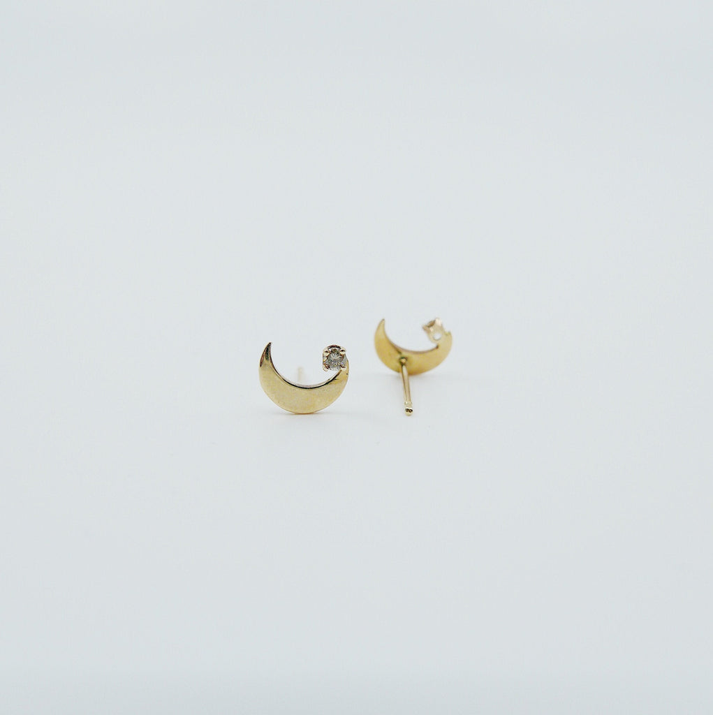 Crescent Moon Diamond Earrings, small moon Earrings, Diamond Moon Earrings, Diamond Moon, Moon Earrings, Crescent earrings, moon posts