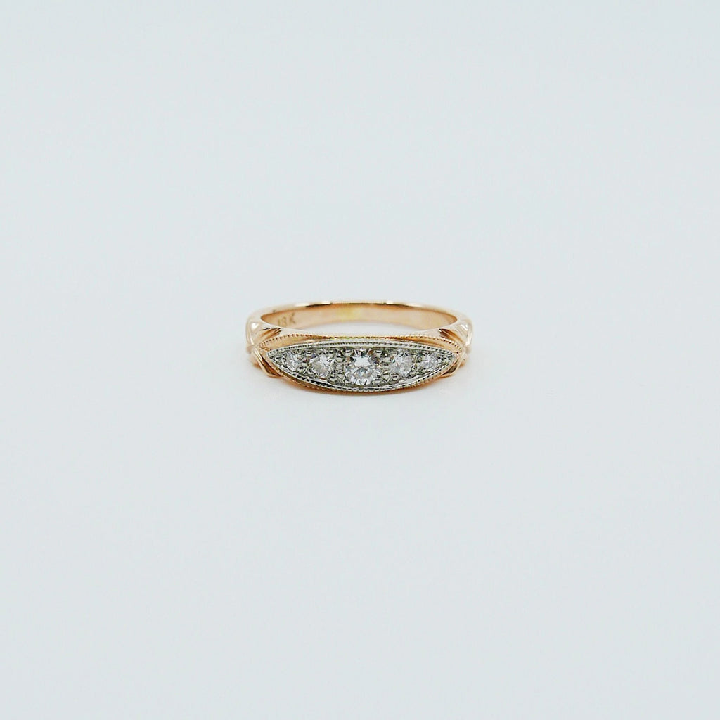 Maeve Diamond Ring, 14k gold diamond ring, two tone diamond ring, Diamond Bar ring, statement diamond ring, statement ring, vintage inspired