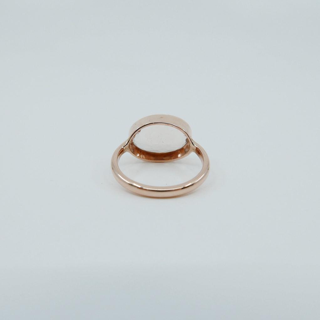 Oval Morganite Ring, rose gold morganite ring, Rose Cut Bezel ring, statement ring, fine jewelry ring, morganite oval rose cut ring