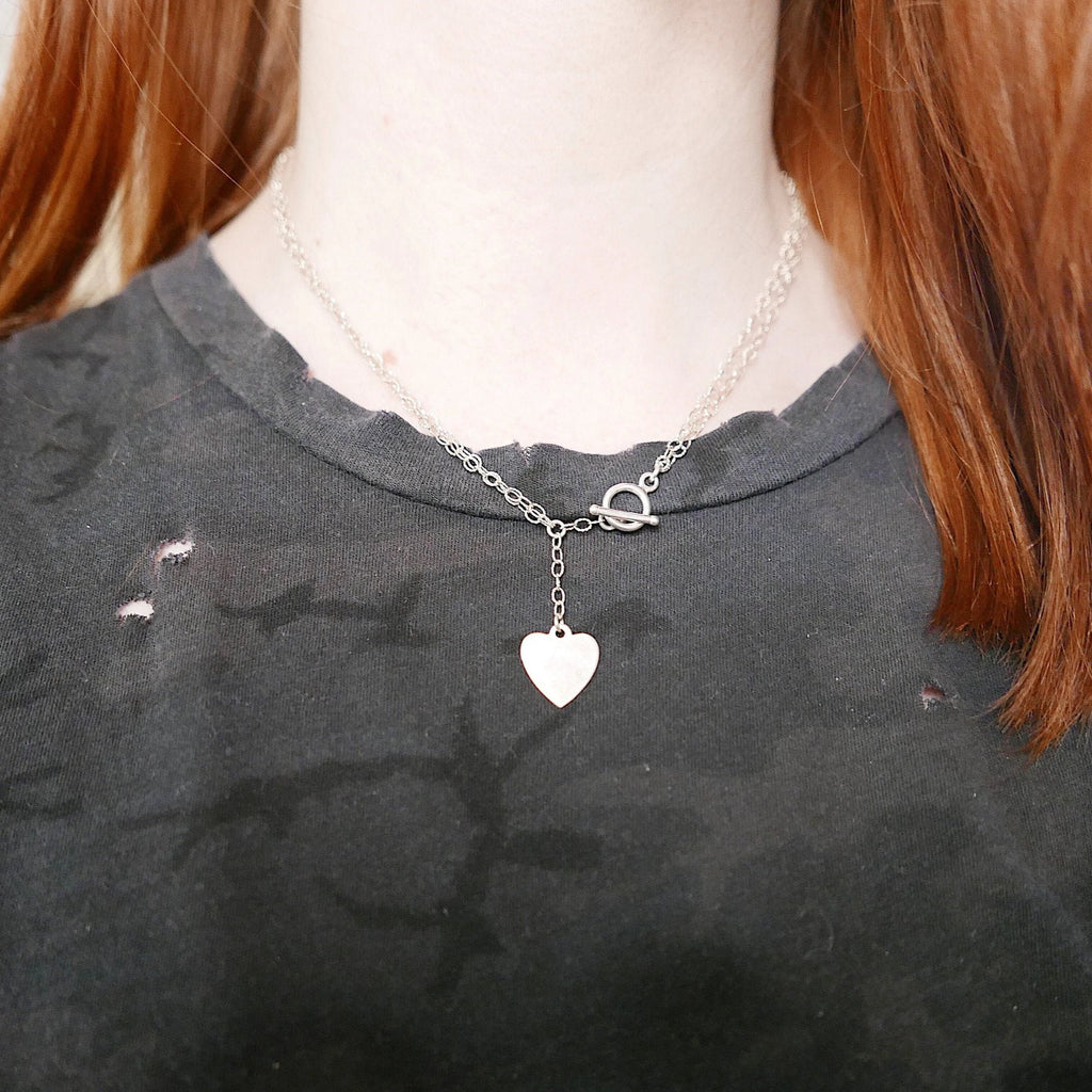Engraved Heart Link Necklace