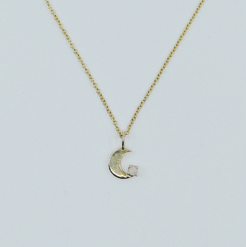 Crescent with Opal necklace, small moon Necklace, Opal Moon Necklace, Opal Moon, Moon Necklace, Crescent necklace