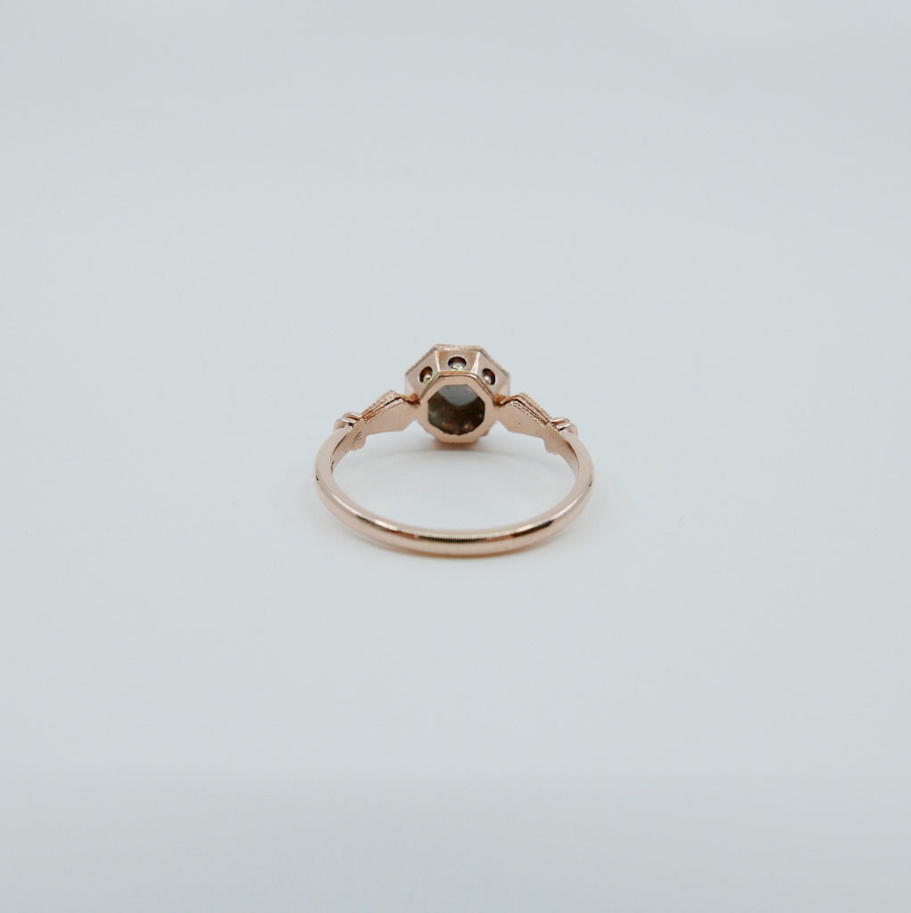 Eloise Rustic Diamond Ring, One of a Kind Ring, 14k rose gold ring, vintage inspired ring, rustic diamond ring, OOAK ring, statement ring