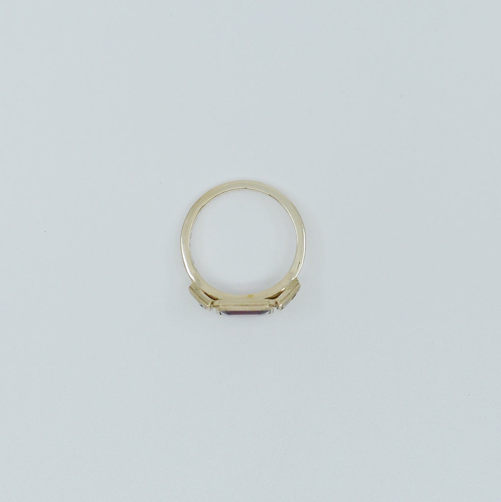Garnet Ring, garnet emerald cut ring, garnet ring, black diamond ring, red stone ring, garnet and black diamond ring, engagement ring