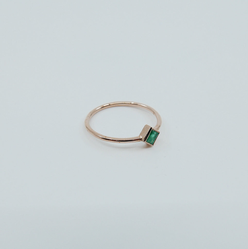 Square Bezel Emerald Ring, green emerald bezel ring, emerald stacking ring, green emerald ring, square emerald ring, gold square band