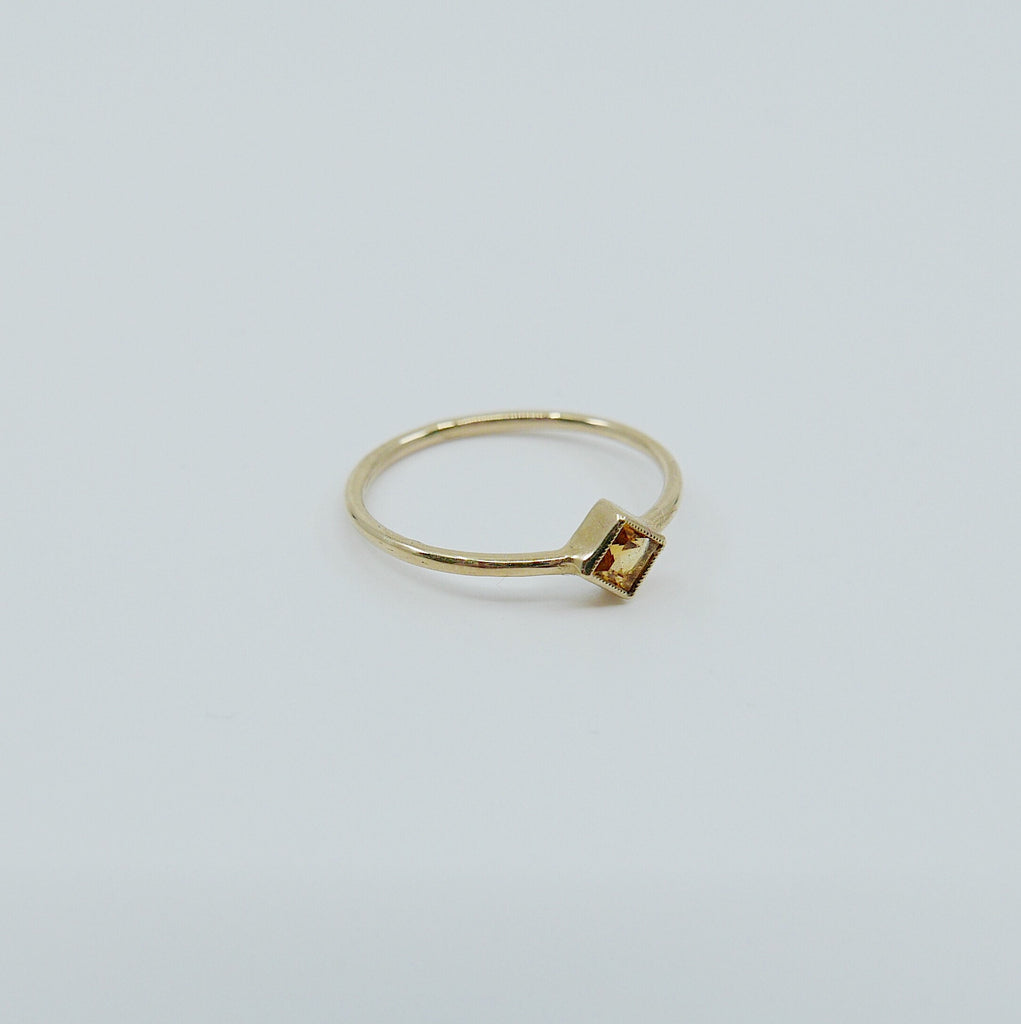 Square Bezel Citrine Ring, citrine bezel ring, citrine stacking ring, citrine ring, square citrine ring, gold square band