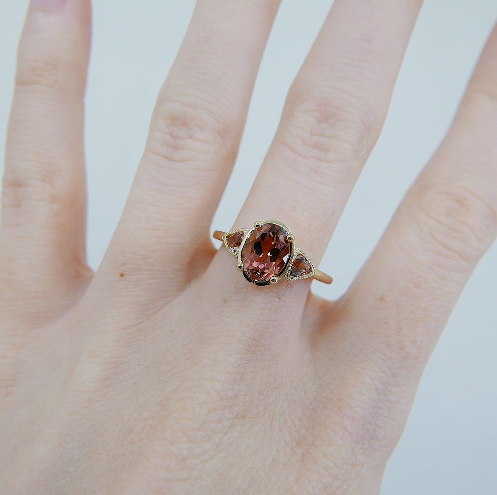 Agatha Tourmaline Ring, tourmaline & morganite ring, oval tourmaline ring, morganite ring, pink tourmaline wedding ring