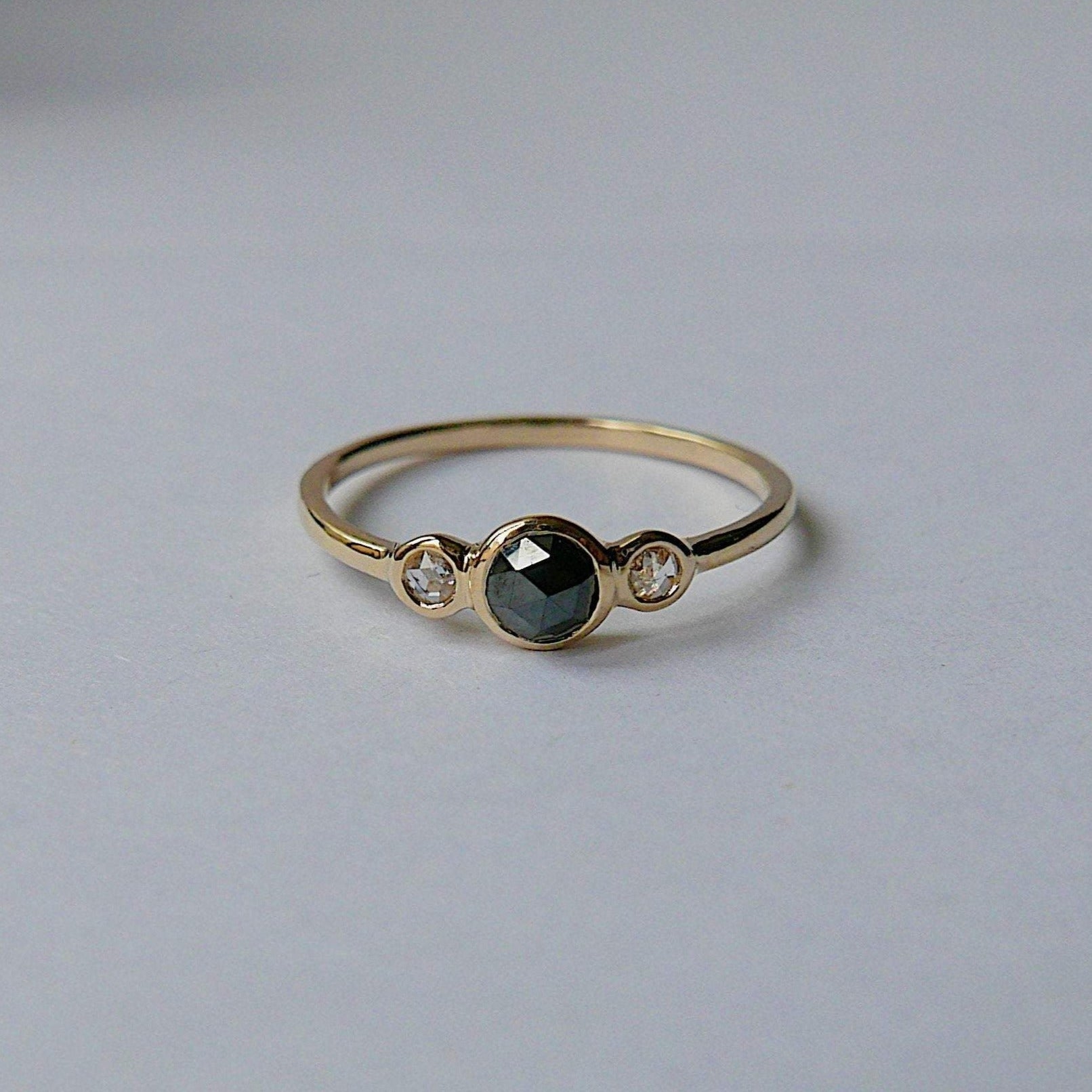 three stone ring  rosecut ring  rosecut diamond  rosecut band  Rings  minimalist  mgj  mason grace jewelry  mason grace  jewelry  gift  fine jewelry  engagement ring  diamond band  diamond  dainty ring  classic diamond ring  black diamond ring  birthstone ring