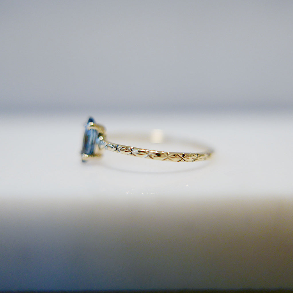 Blue Sapphire Aurora Marquise Ring, marquise ring, blue sapphire ring, starry band, one of a kind, ooak