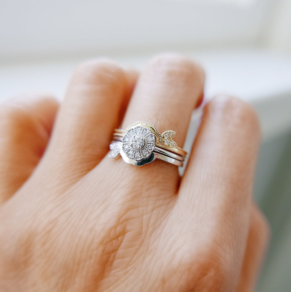 Folium Nesting Ring, gold arch ring, stacking ring, hand engraved wedding ring, nesting band, nesting ring, wedding band