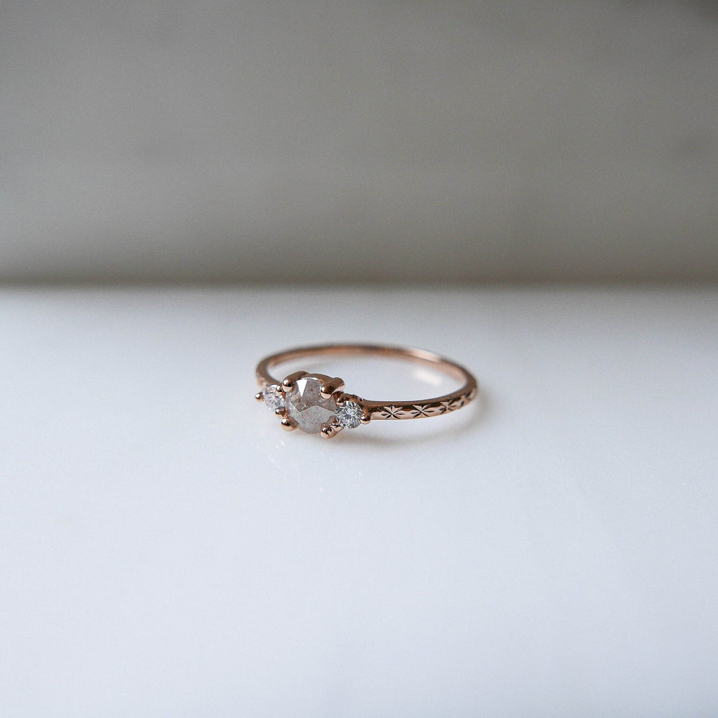 Penny Sand dune RoseCut Diamond Engraved Ring, OOAK, alternative wedding ring, unique non traditional engagement ring, raw diamond ring