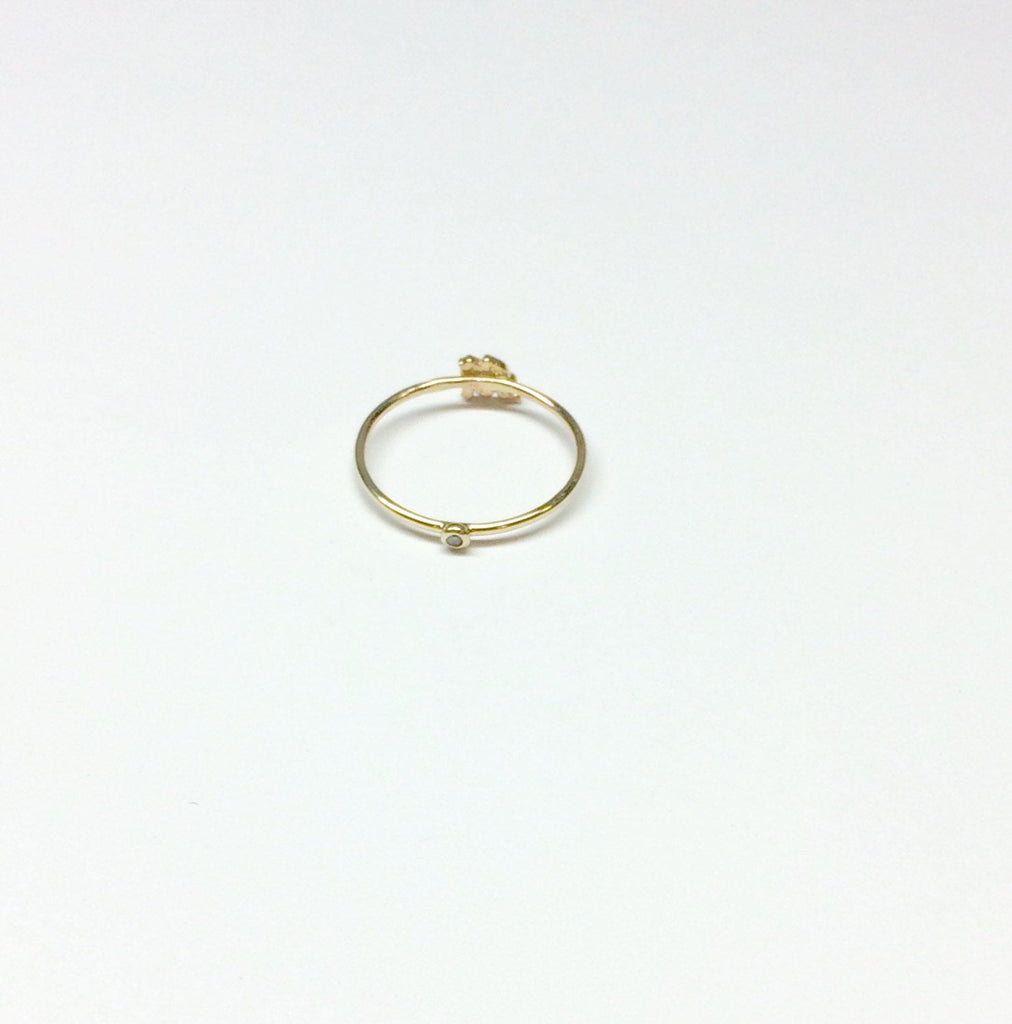 14k Old English Initial and mini solitaire Ring, Letter ring, Initial ring, Old English letter, Two sided stacking ring