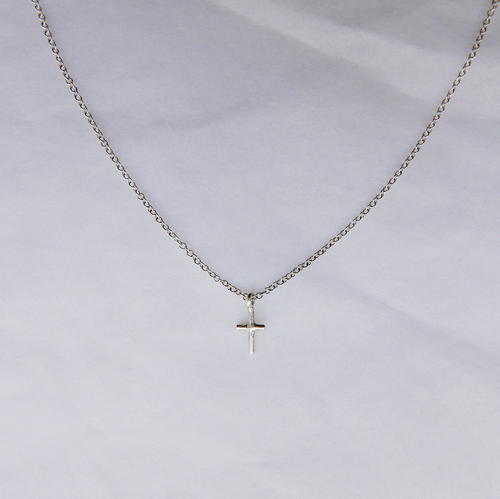 Mini cross necklace, silver crusifix necklace, small sterling silver cross necklace, baptism necklace, dainty cross necklace