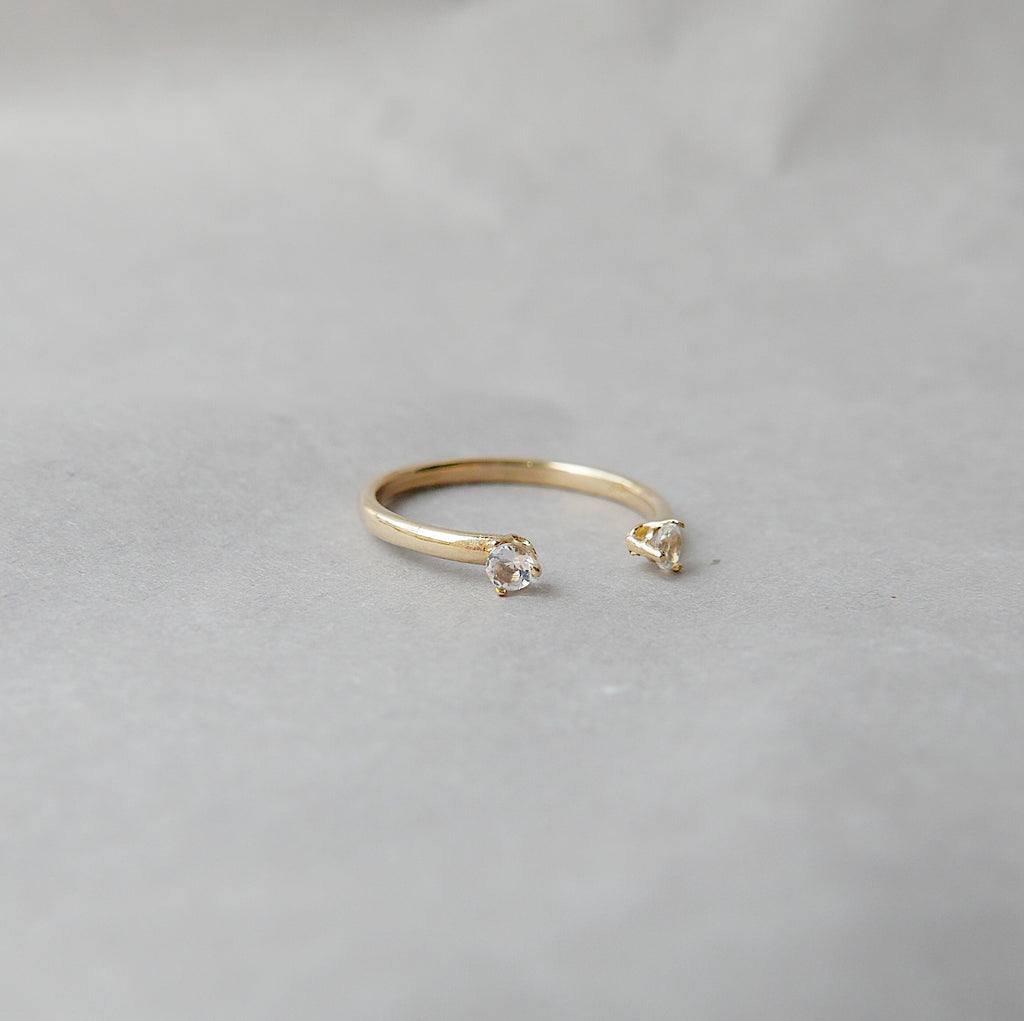 Mini Moonstone Cuff Ring, open moonstone Stacking ring, Simple moonstone ring, open band, small moonstone cuff ring, dainty gold band