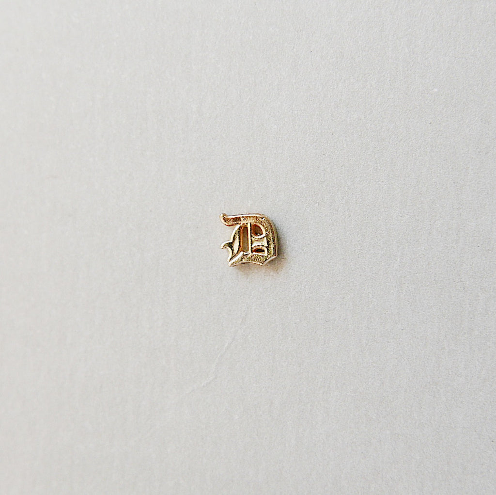 14K Old English Initial Earring, Gold Old English Letter Stud, Single stud, Initial Earring, Initial Studs, Gold Initial Earring