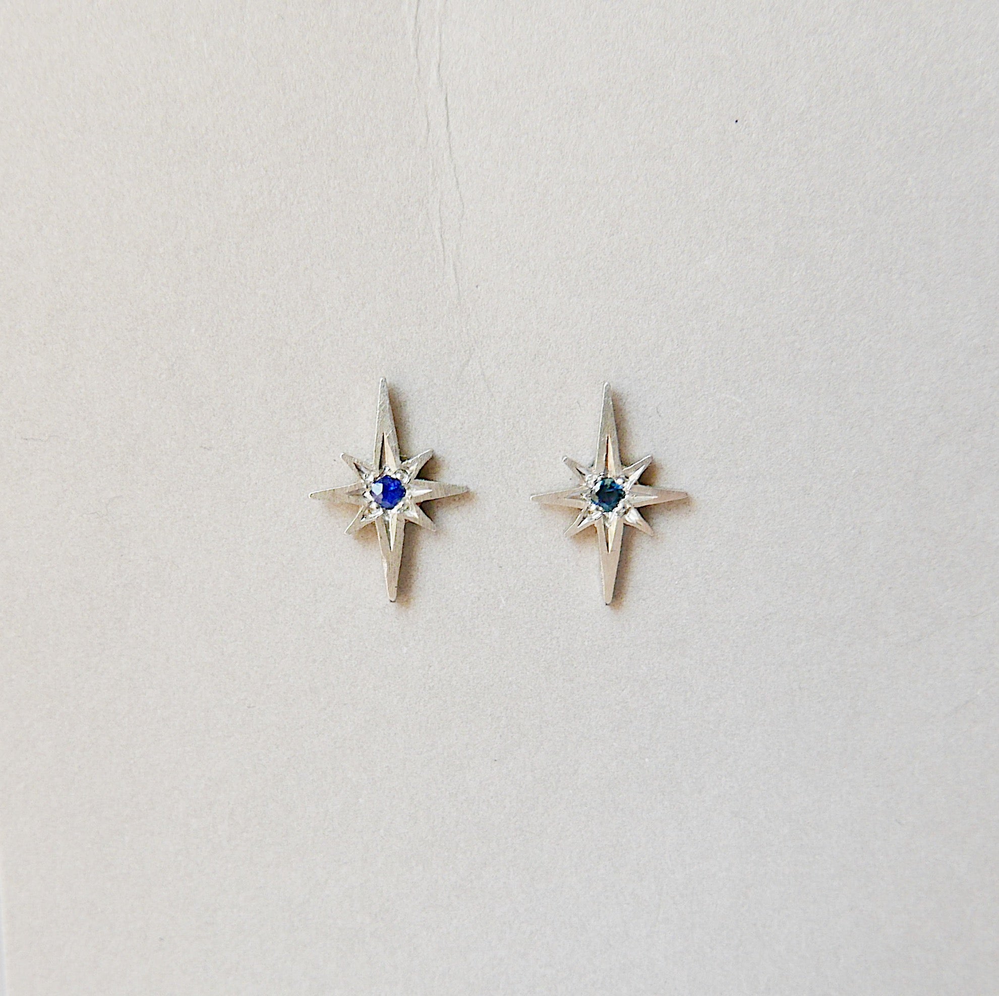 Sterling Silver Polaris Earrings, Sapphire star earring, 8 pointed star earring, north star earring, sterling silver earrings