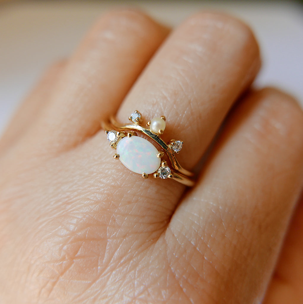 Scattered Pearl Ring Oval Opal Ring 2.0 Classic Opal Ring Stack 14k gold