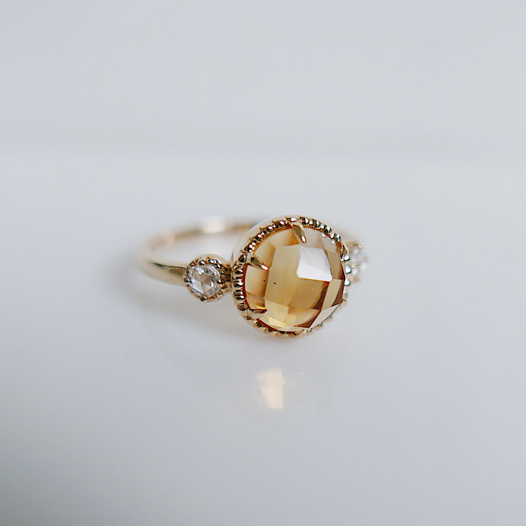 Celeste Rosecut Citrine and rosecut diamond ring