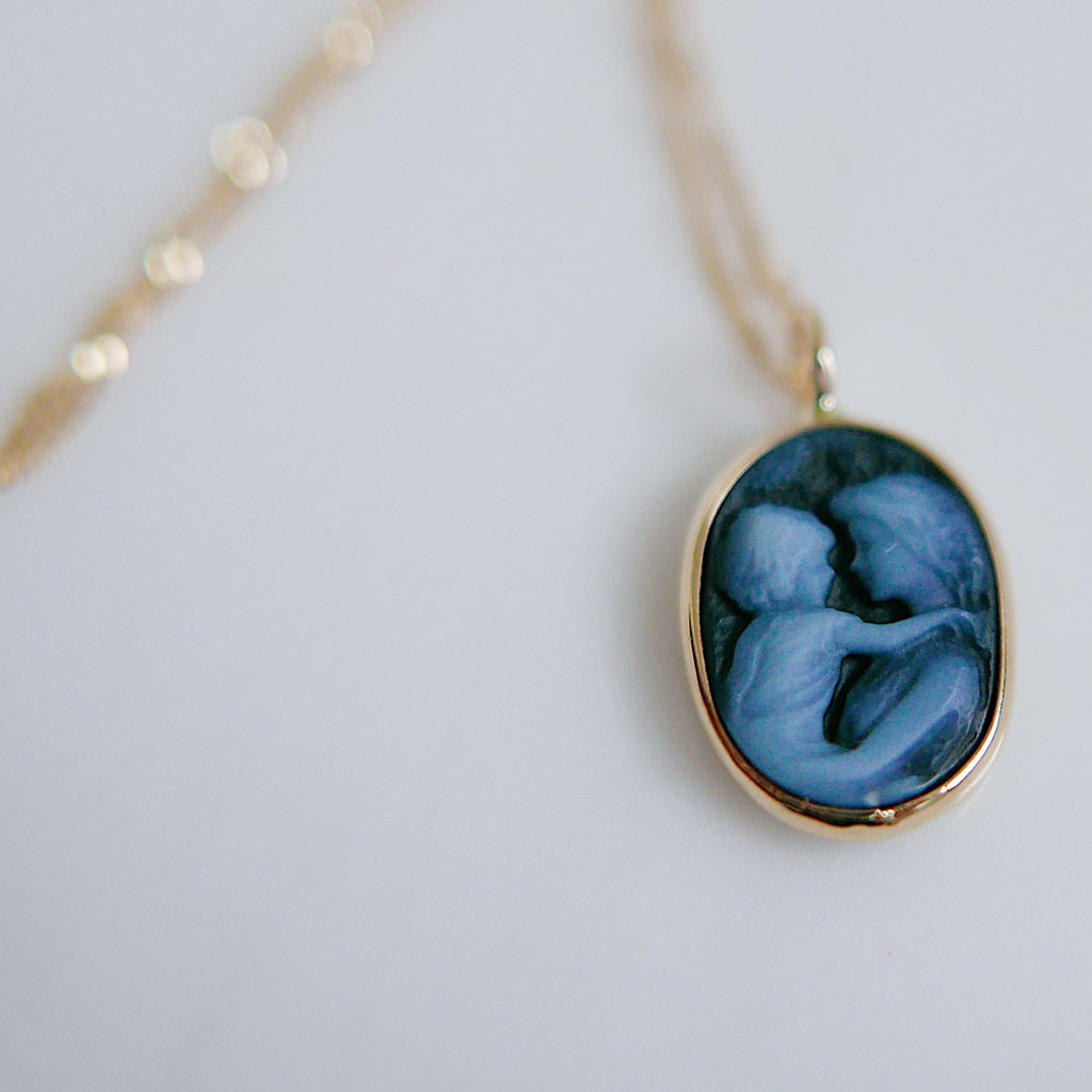 Black Agate Mother and Child Pendant
