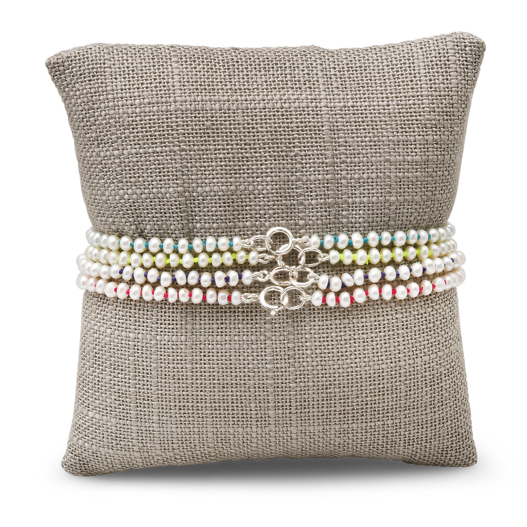 Confetti hand knotted pearl bracelets
