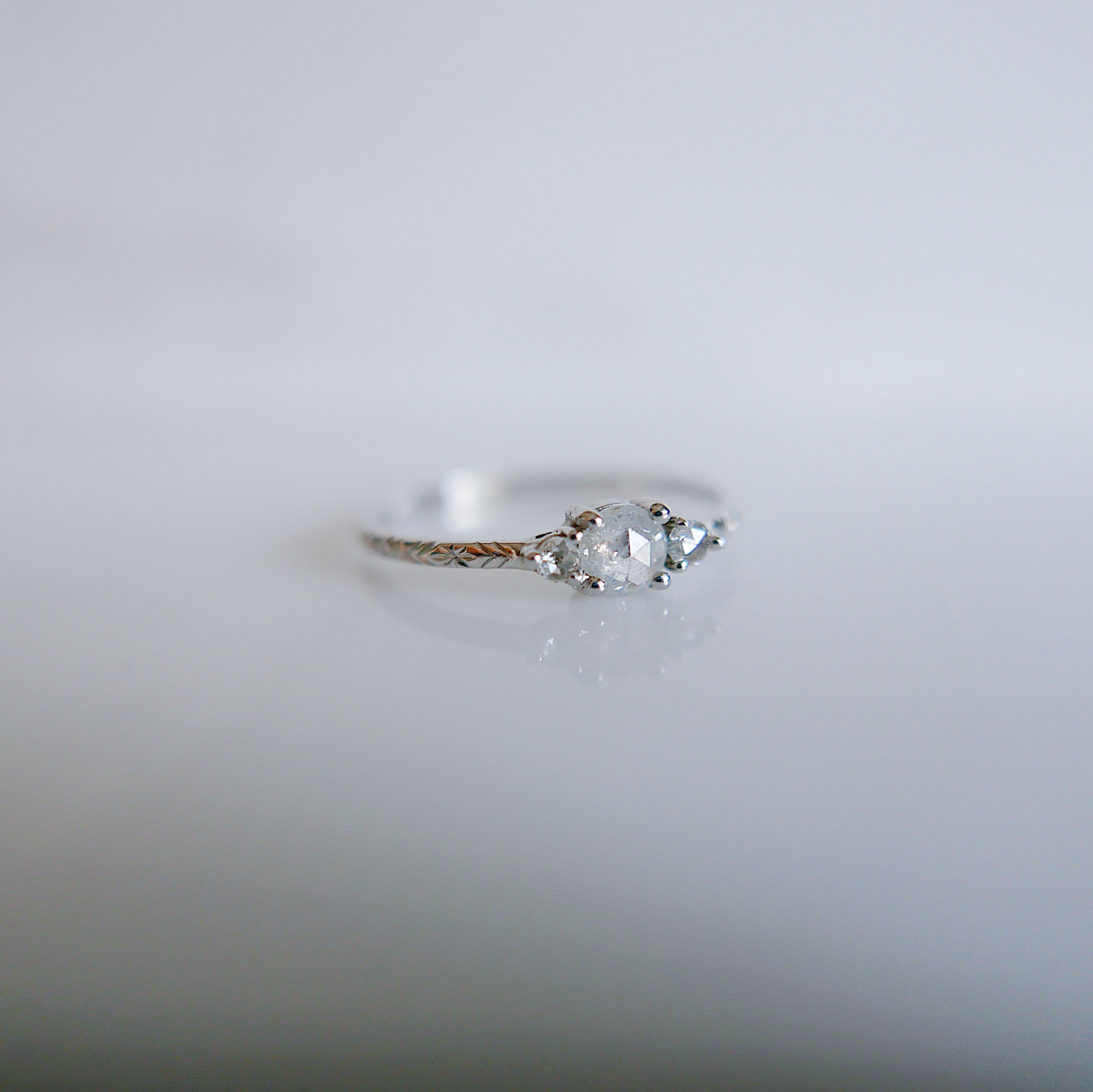 Penny Frost Bite RoseCut Rustic Diamond Engraved OOAK Band Ring