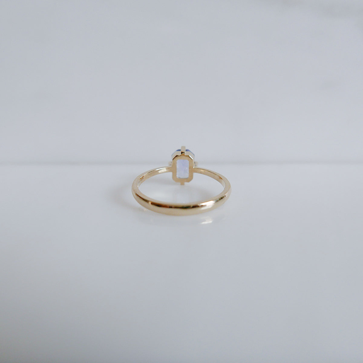 OOAK Light Blue Sapphire Radiant Cut Solitaire Ring