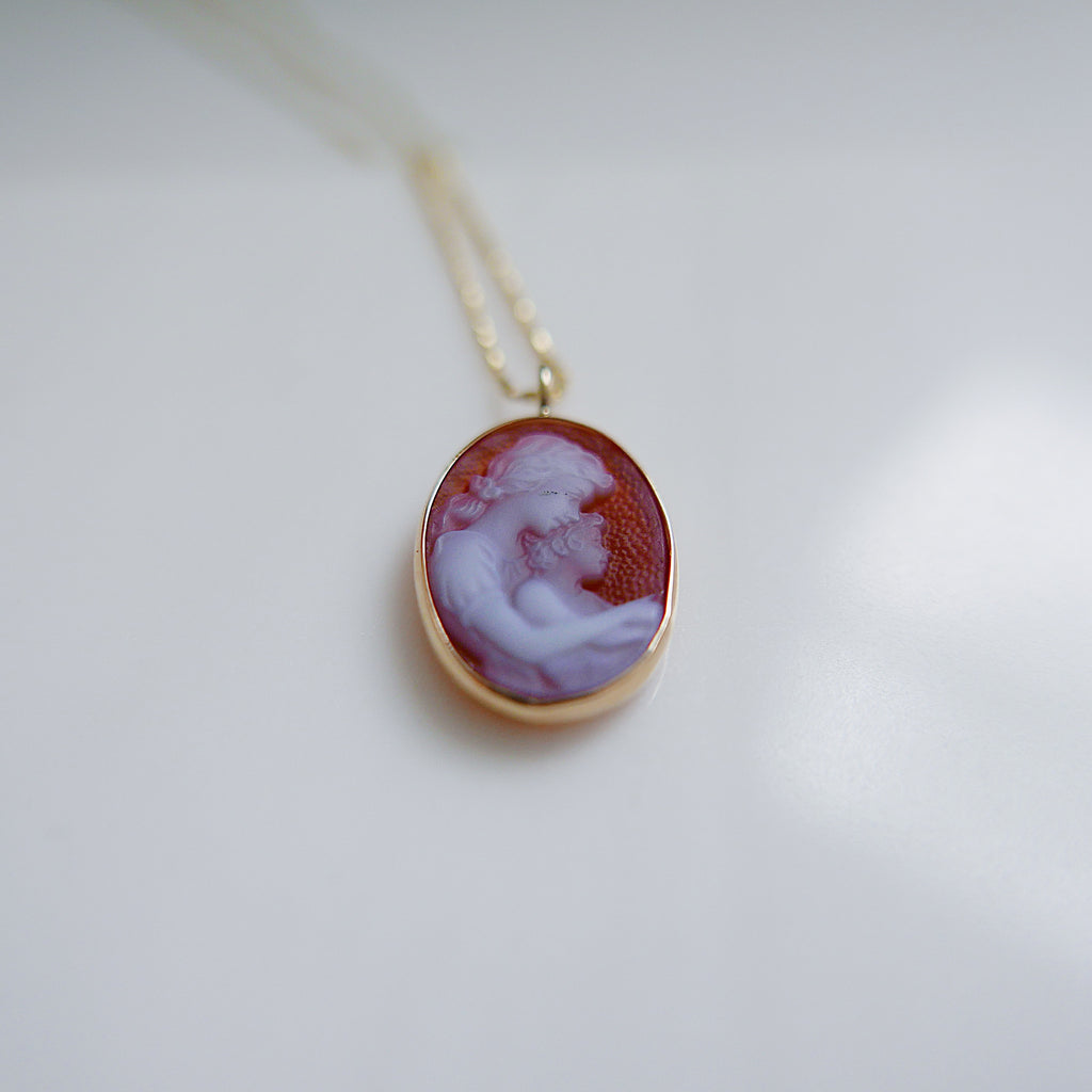 Orange Agate Mother and Child Pendant