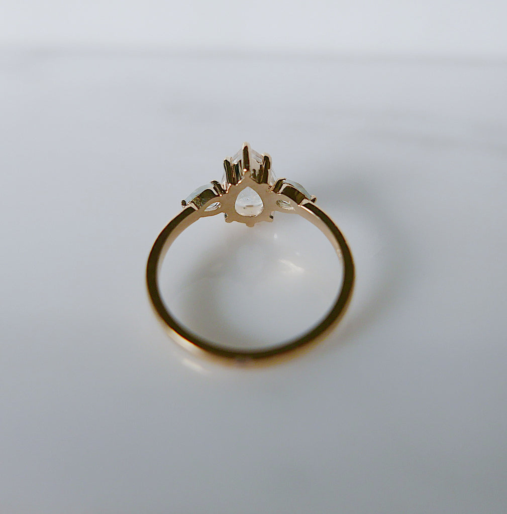 Anjou Moonstone and Aquamarine Ring