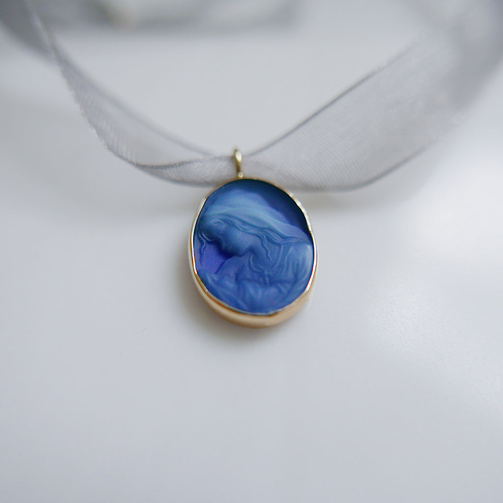 Blue Agate Mother and Child Pendant