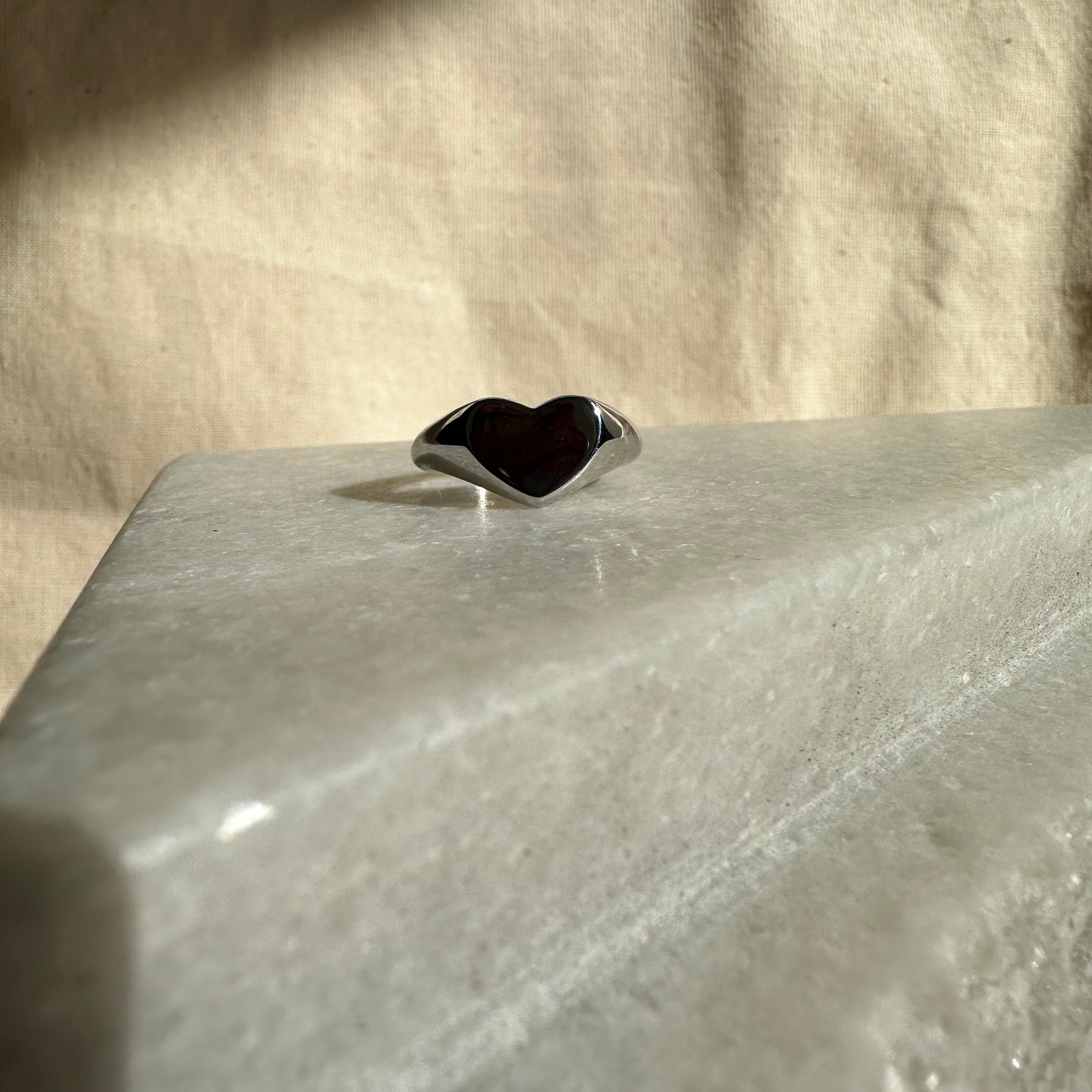 Heartbeat Signet Silver Ring