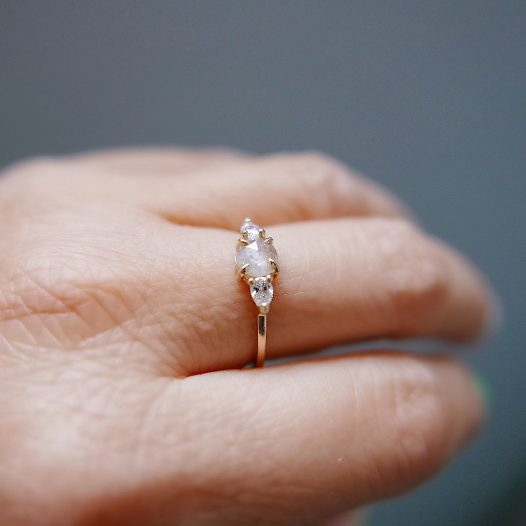 Penelope OOAK Rosecut Gray Diamond Ring