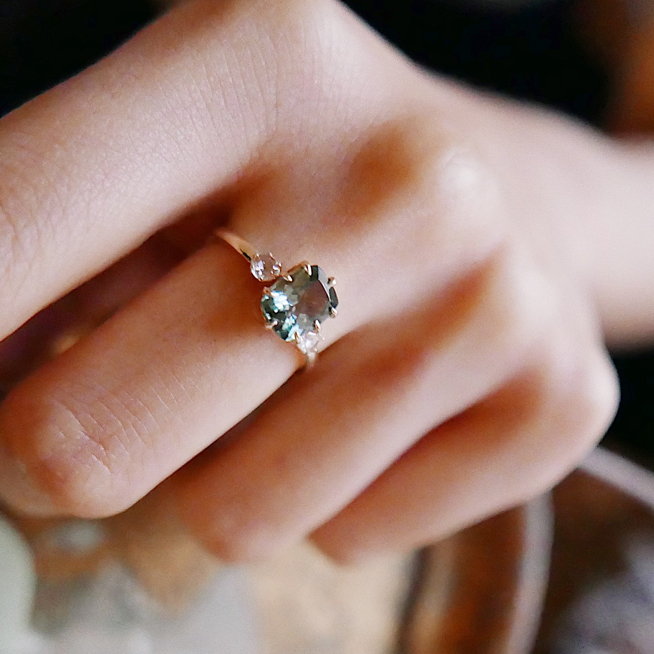Maude Three Stone OOAK Tourmaline Ring