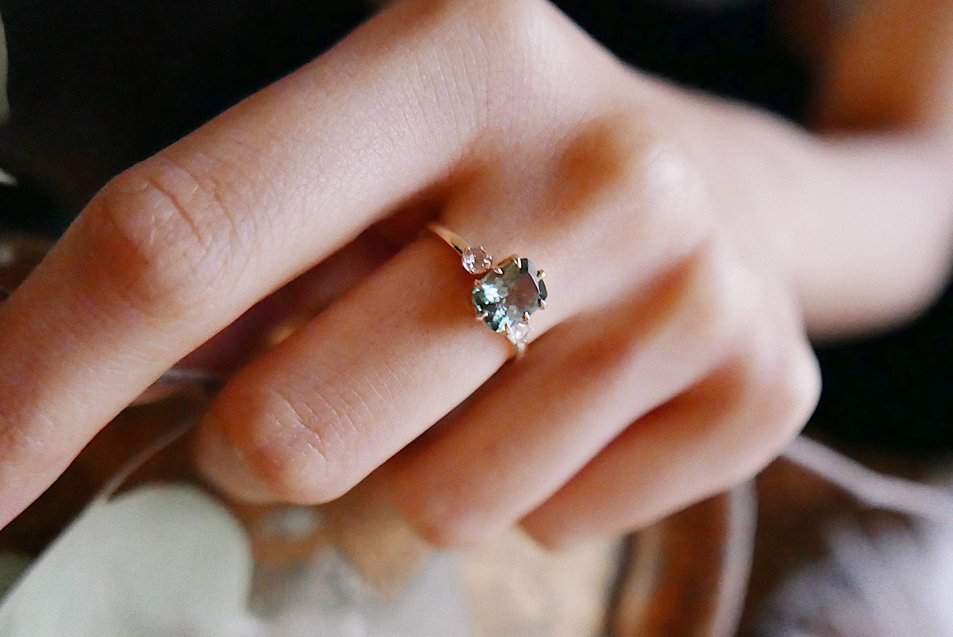 Maude Three Stone OOAK Tourmaline Ring