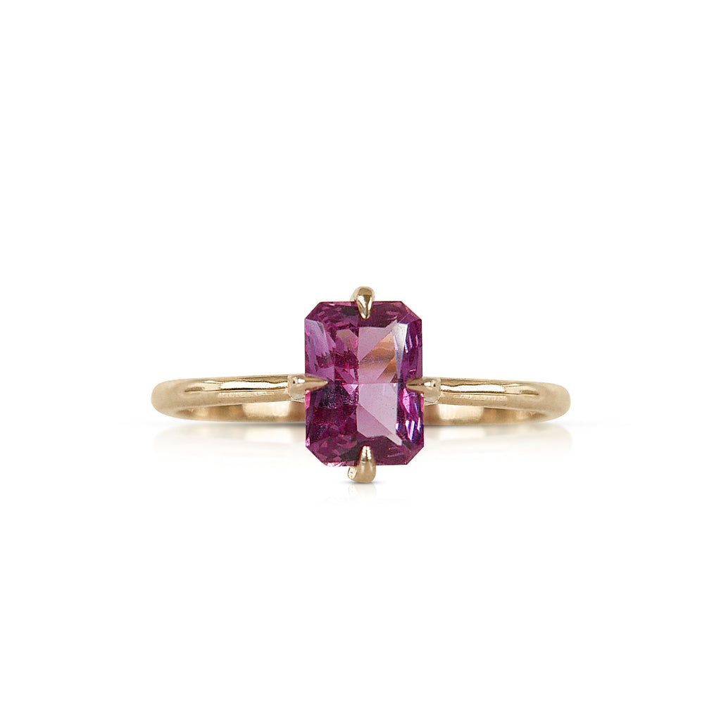 OOAK Pink Radiant Sapphire Solitaire Ring