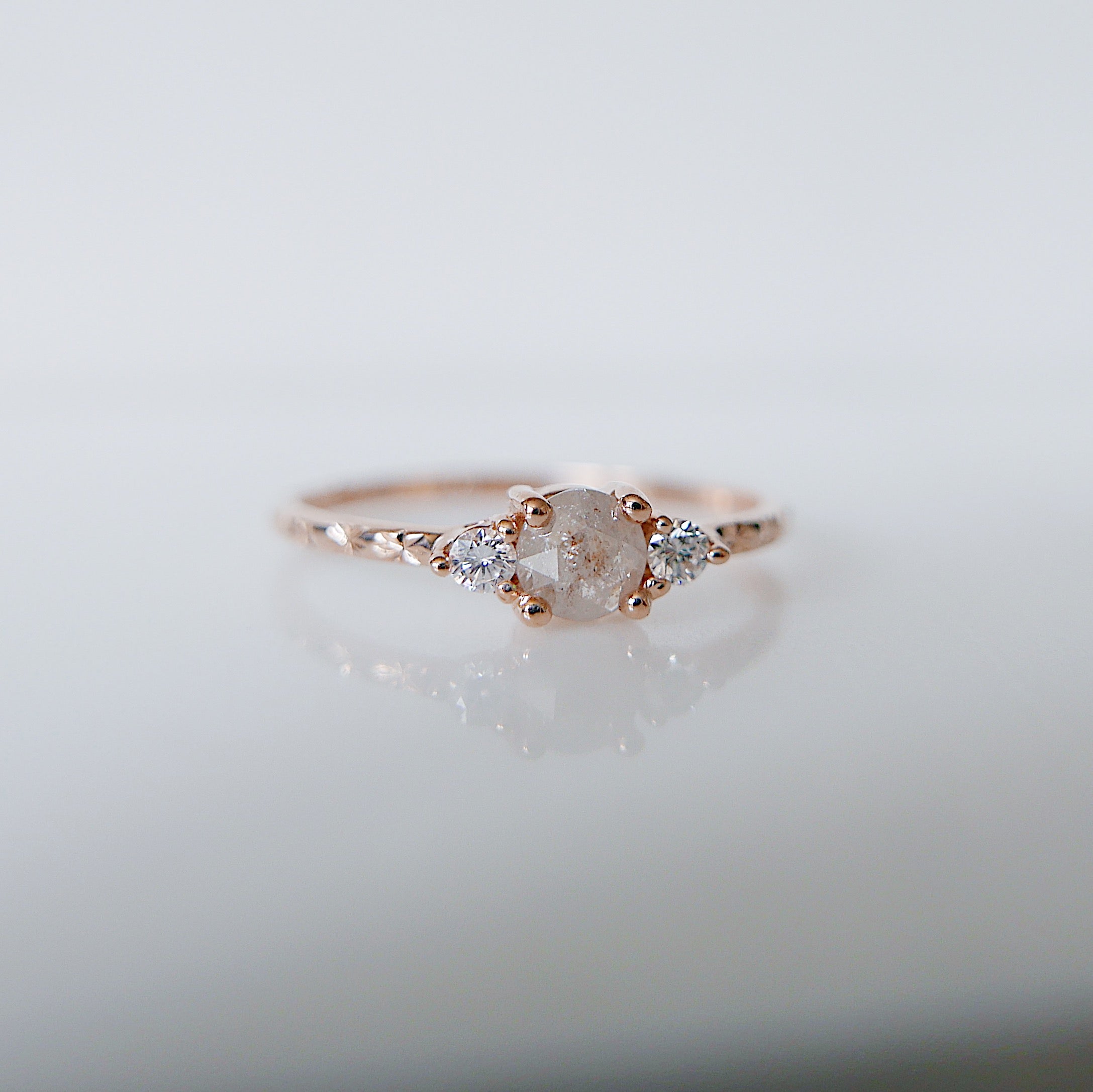Penny Cosmic Reflections RoseCut Rustic Diamond Engraved OOAK Band Ring