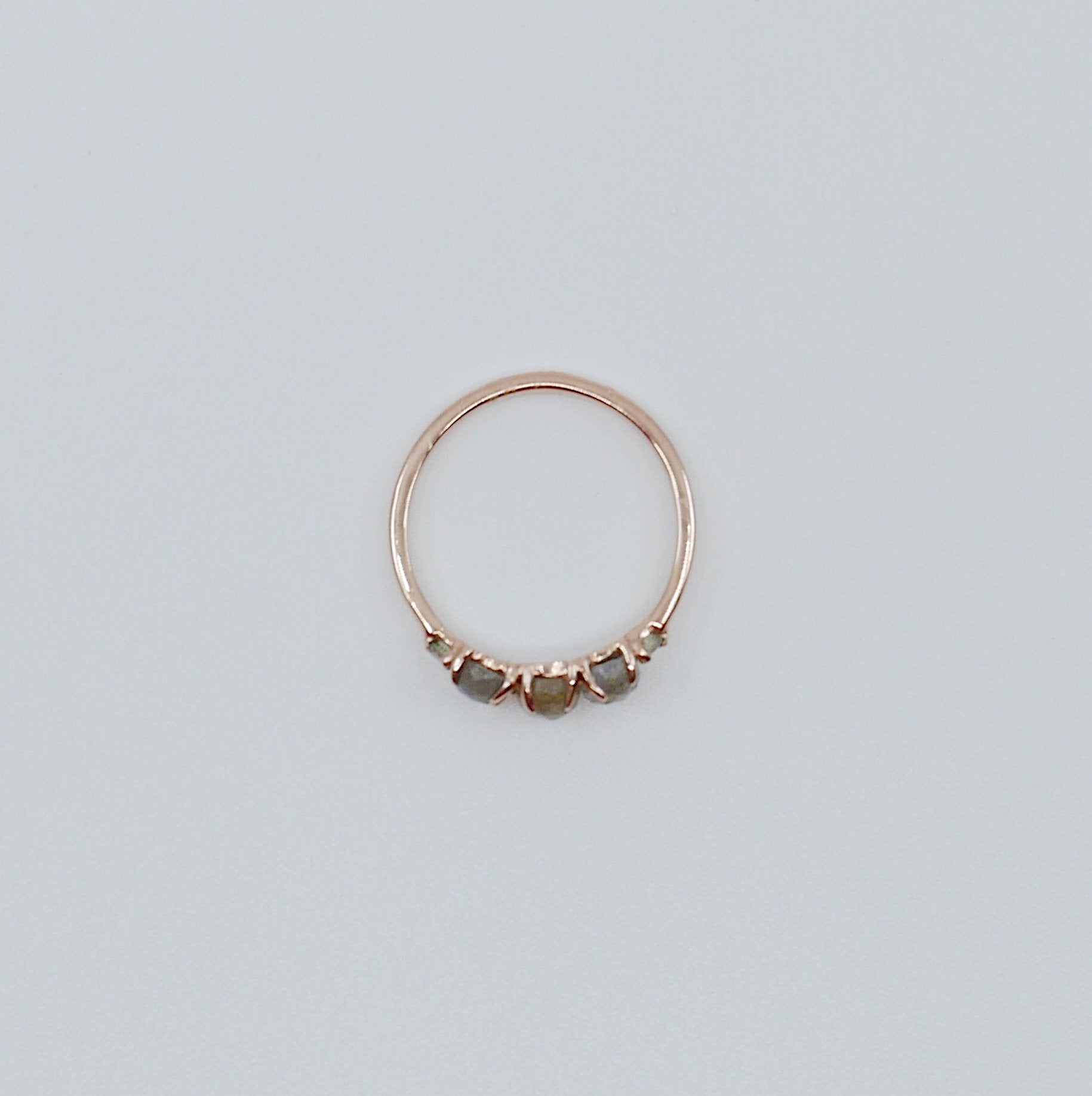 Hailey labradorite five stone ring, 5 stone band, rose cut labradorite and aquamarine ring, 14k gold stone ring, five stone ring