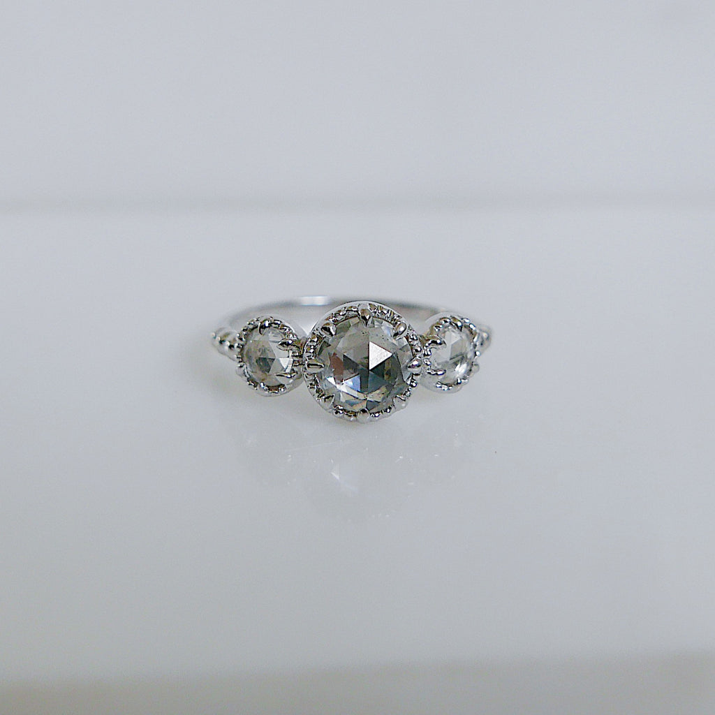 Thea OOAK 3 stone Rosecut Sapphire Ring