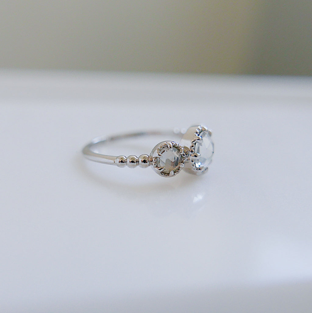 Thea OOAK 3 stone Rosecut Sapphire Ring