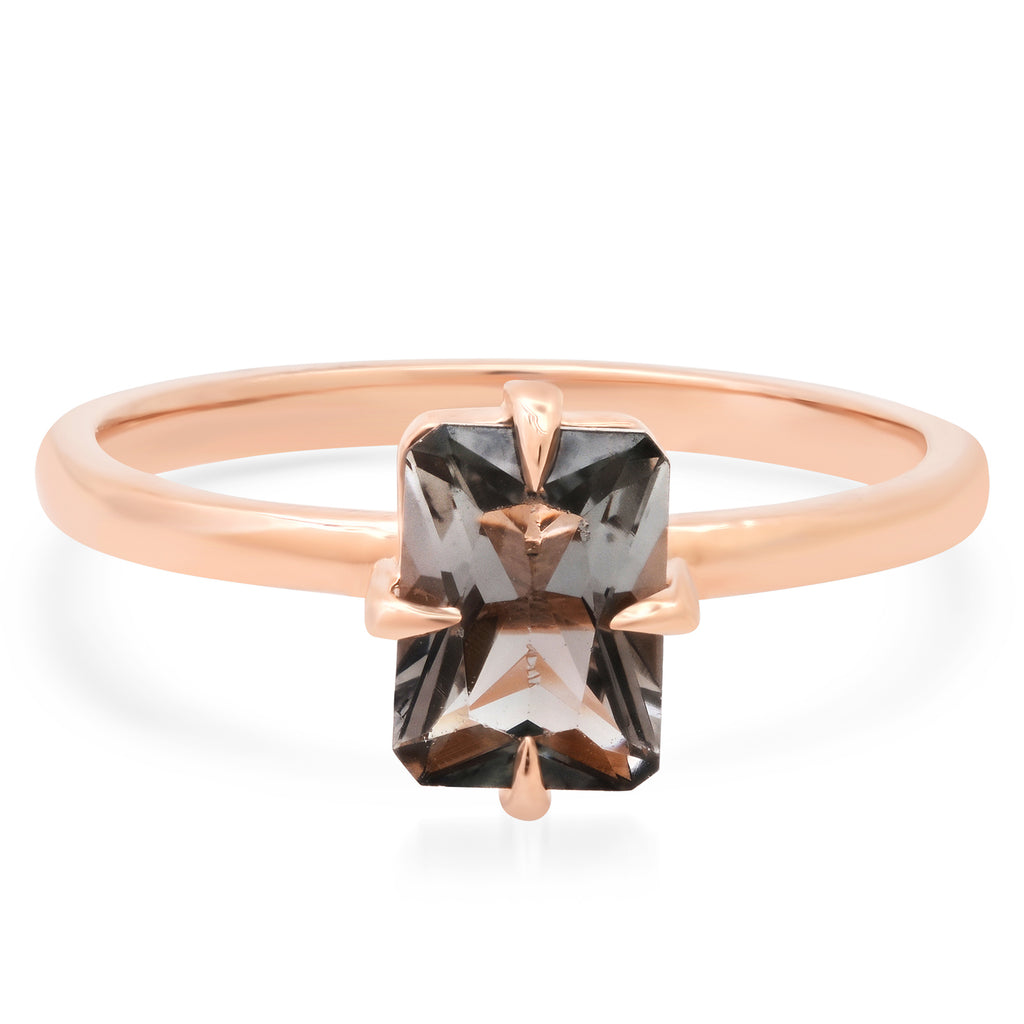 One Of A Kind Steel Grey Radiant Cut Tourmaline Ring