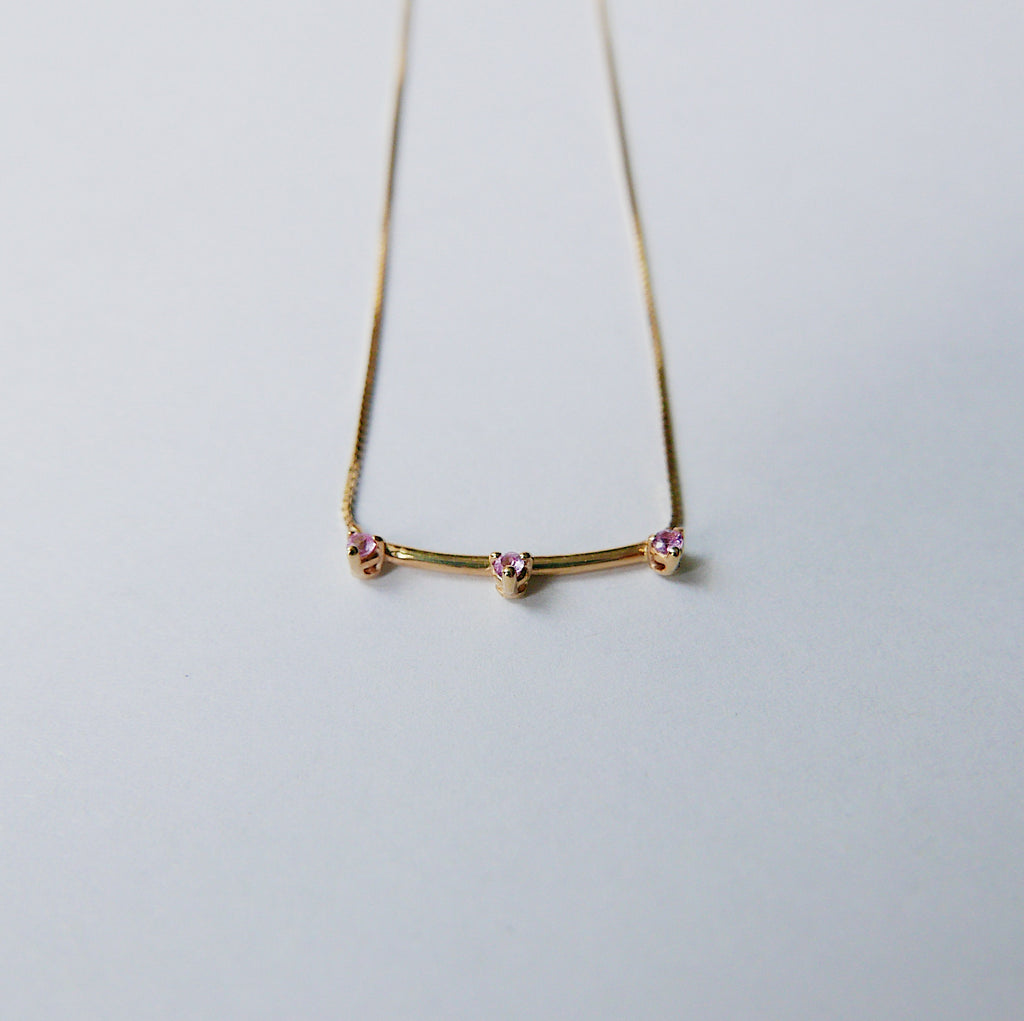 Pink Sapphire Bar Necklace