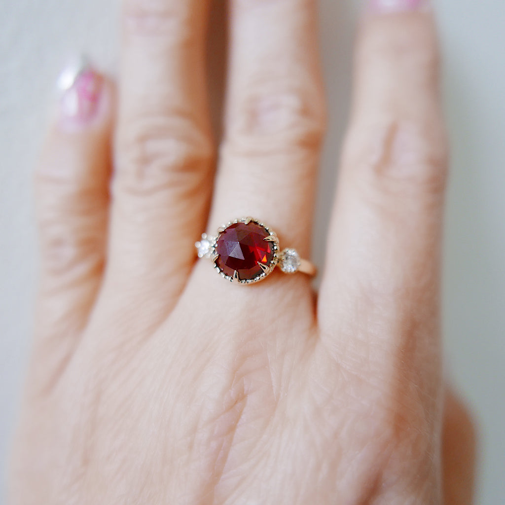 Celeste Rosecut Garnet and Diamond Ring